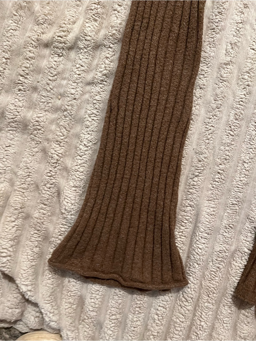 Pink Rose Brown Ribbed Flare Pants - Picture 3 of 6
